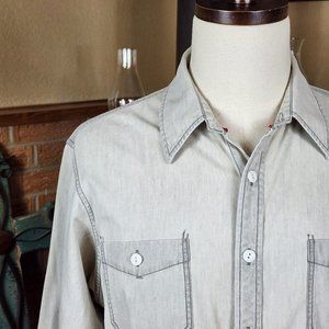 Cremieux Premium Denim Long Sleeve Button Front Shirt Size XL Tan